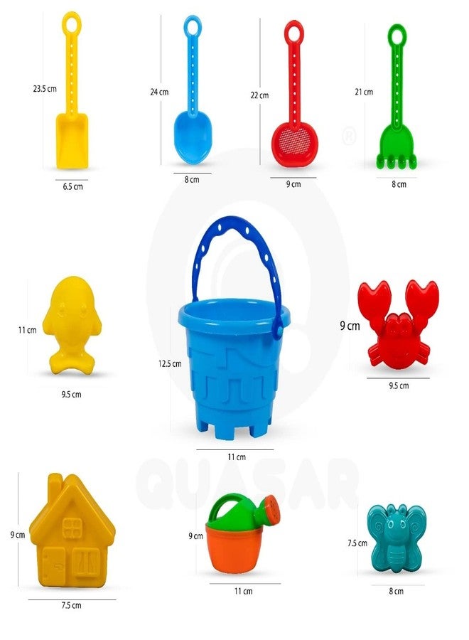 Quasar Beach Toy Set for Kids | Bucket | 2 Sand Modul | 2 Tools | 1 Gardening Water Can | Sand Garden | Pretend Role Play Set | Children Learn Play | Fun Toddler Kids Set | 10 Piece - Image 2